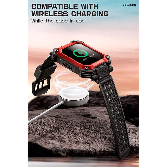 For Apple Watch 9 / 8 / 7 45Mm Armorbox Shockproof Rugged Bumper Watch Band With 2 X Tempered Glass Screen Protector