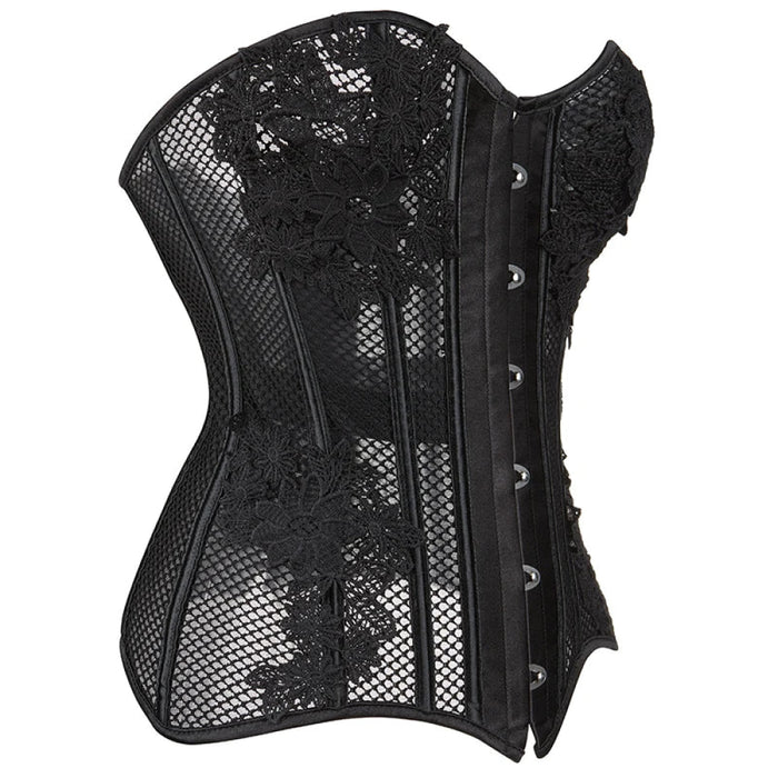 Women 16 Plastic Lace Up Boned Mesh Net Corset Slimming Hourglass Body Shaper S-6Xl