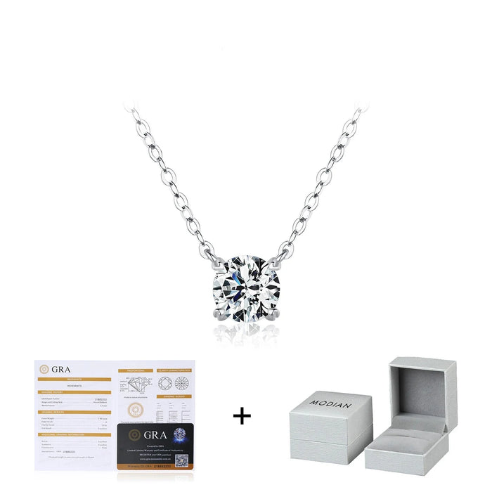 925 Sterling Silver Dazzling 0.8Ct D-Colour Moissanite Pendant Necklace For Womenfine Jewelry