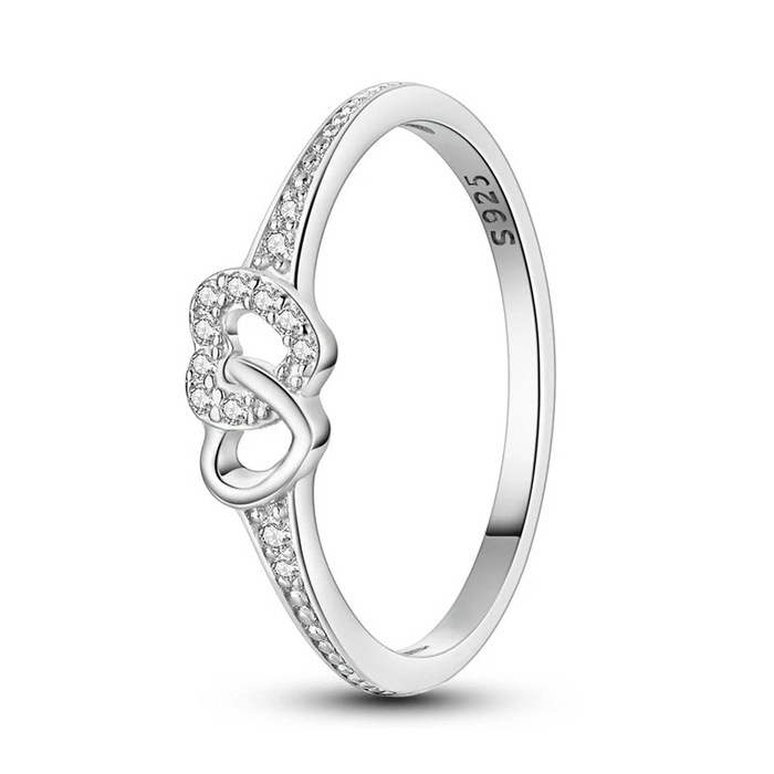 925 Sterling Silver Heart Rings White Zirconium Minimalist Design Luxury For Women Wedding Gift