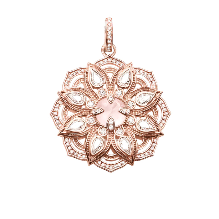925 Sterling Silver Real Pink Lotus Flower Pendant European Style Jewelry For Women