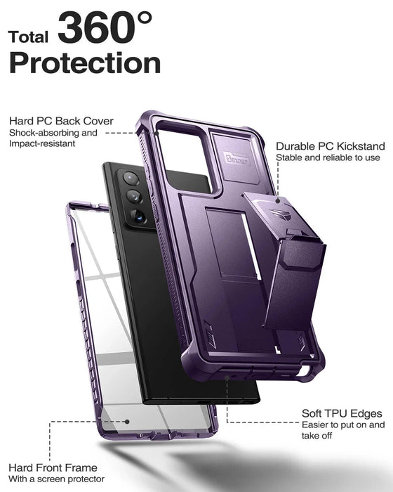 For Samsung Galaxy Note 20 Ultra Heavyduty Military Grade Protection Shockproof Bracket Case Withbuilt-In Screen Protector