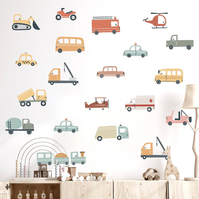 Cartoon Construction Truck Wall Sticker For Kids Room Decor