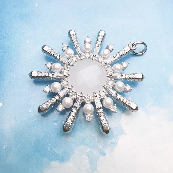 925 Sterling Silver Sparkling Winter Sun Pendant Jewelry For Women