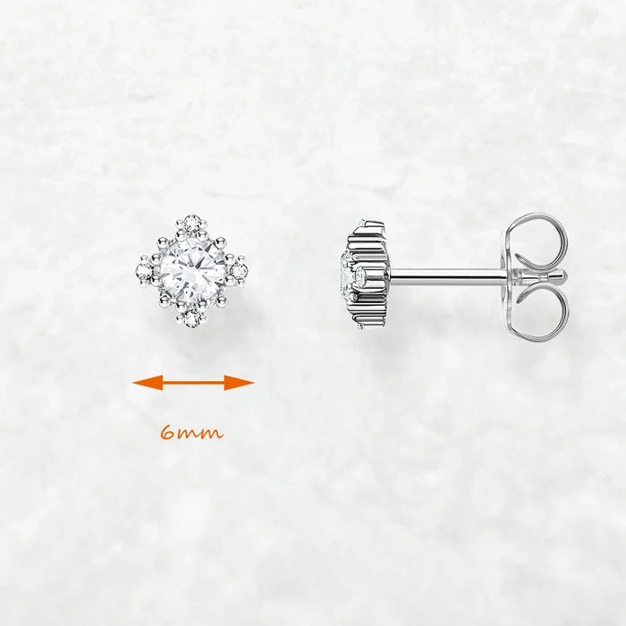 925 Sterling Silver White Zircon Ear Studs For Women