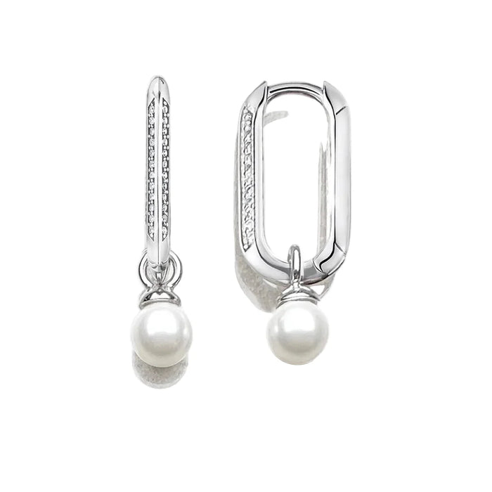 925 Sterling Silver Romantic Gift Hoop Earrings With Pearls For Women