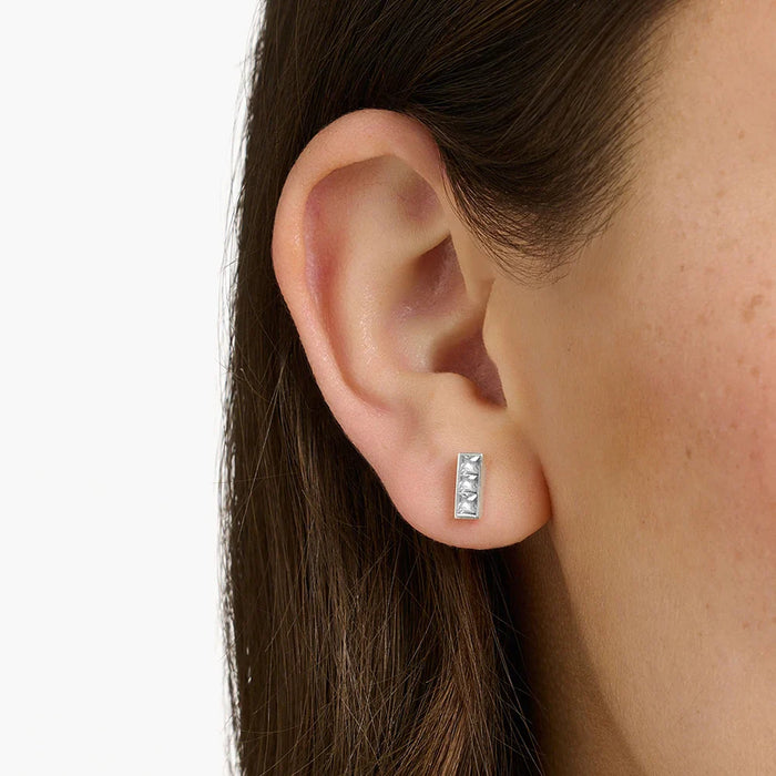 925 Sterling Silver Geometric White Zircon Studs