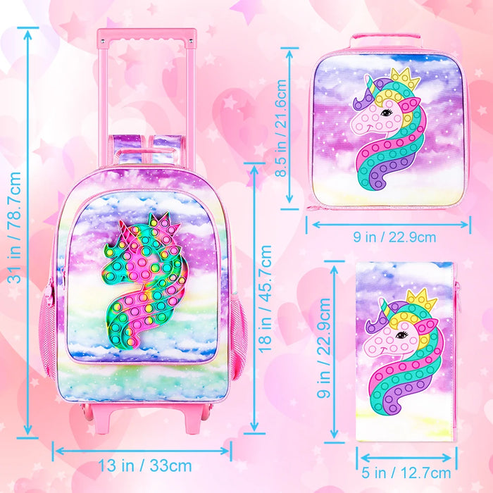 Girls Rolling School Backpack With Wheels