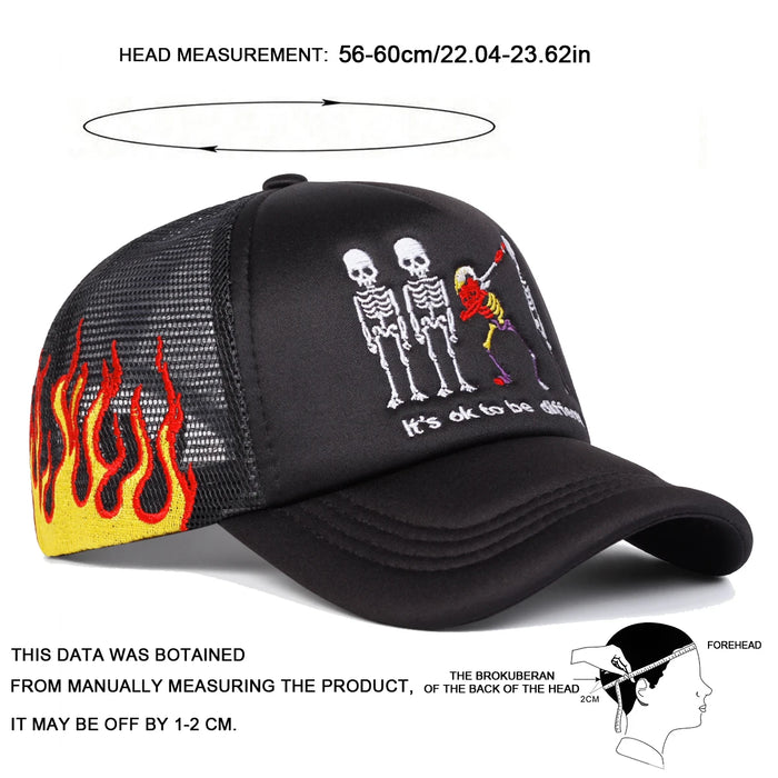 Embroidered Skeleton Baseball Cap Adjustable Sun Hat