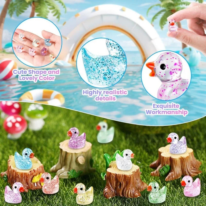 100 Mini Resin Ducks 10 Colors Diy Garden Aquarium Dollhouse