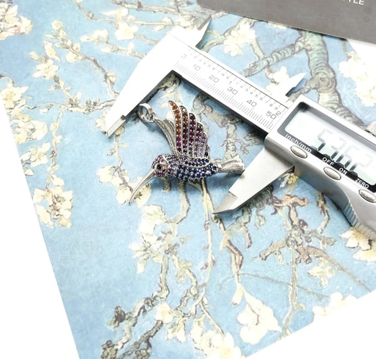 925 Sterling Silver Colourful Hummingbird Pendant Fashion Jewelry For Women