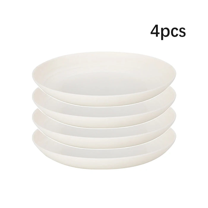 4 / 16 Piece White Plastic Tableware Set Plates Bowls Cups Fruit & Dessert