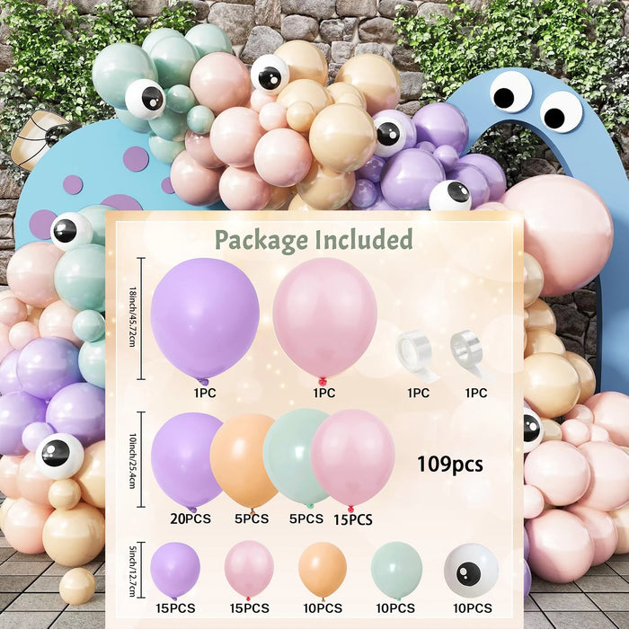 Neon Rainbow Balloon Arch Set Featuring Hot Pink Sky Blue And Yellow Balloon Garlands Perfect For Summer Tropical Barbecue Party