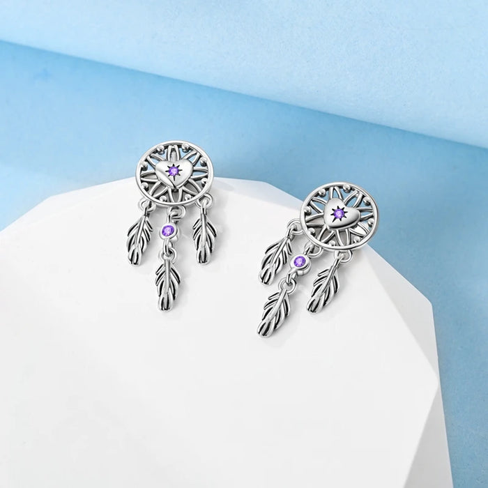 925 Sterling Silver Dream Catcher Earrings Painter Studs For Diy Jewelry