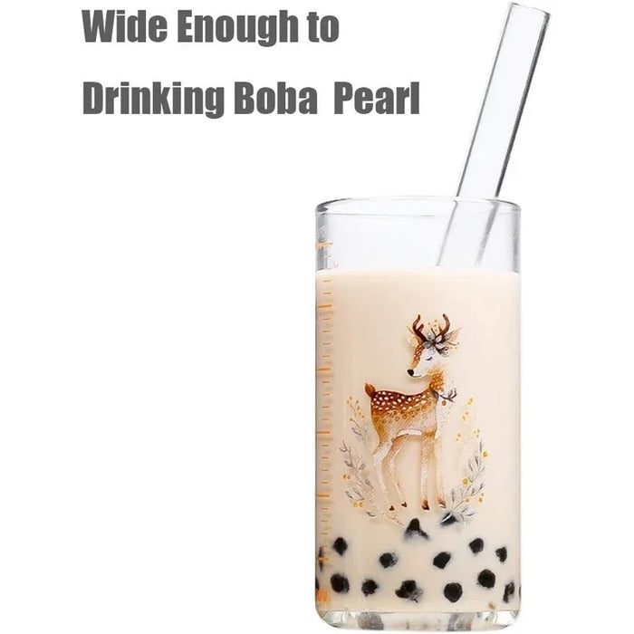 Reusable Glass Straw Set For Bubble Tea & Cocktails