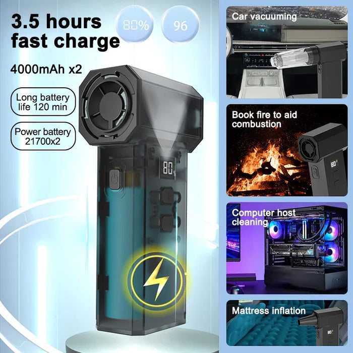 200W Mini Turbo Jet Electric Air Duster 100 Gears Dust Cleaner Gun Cleaning Blower Tool