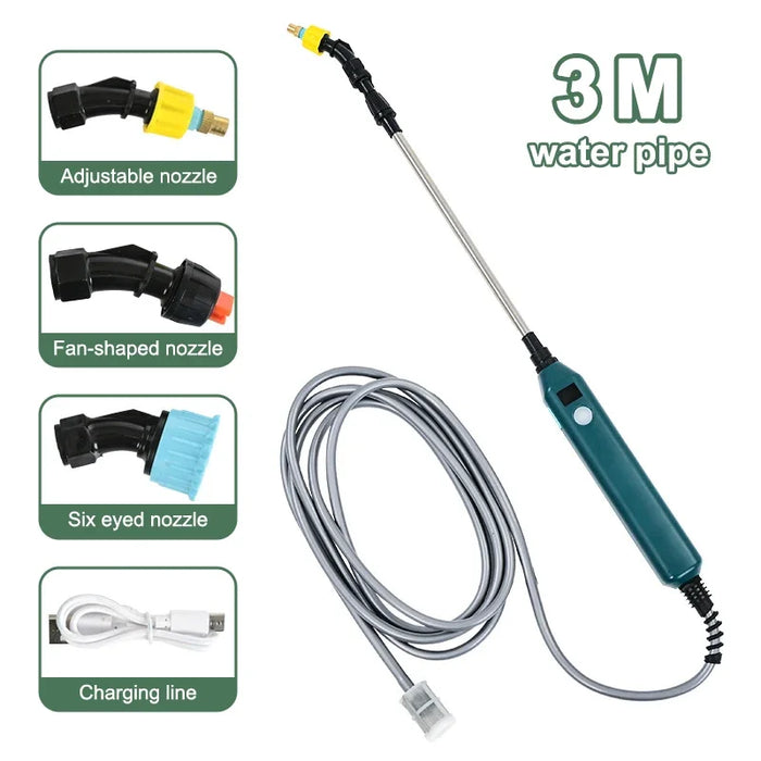 2400Mah Portable Electric Sprayer Wand 3 Mist Nozzles High Pressure Garden Irrigation