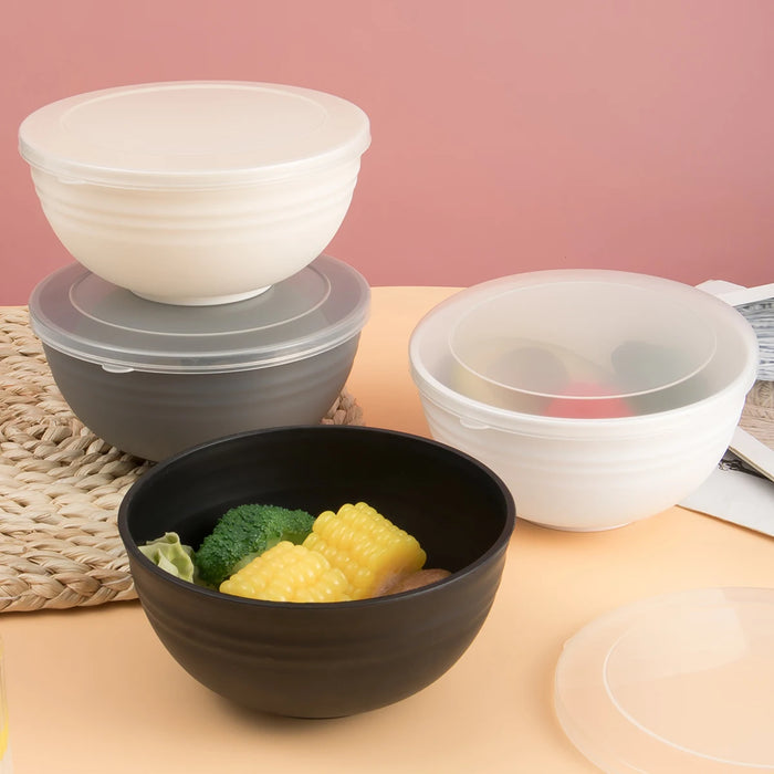 2 / 4 / 6 Piece Reusable Gray Plastic Bowls With Lids