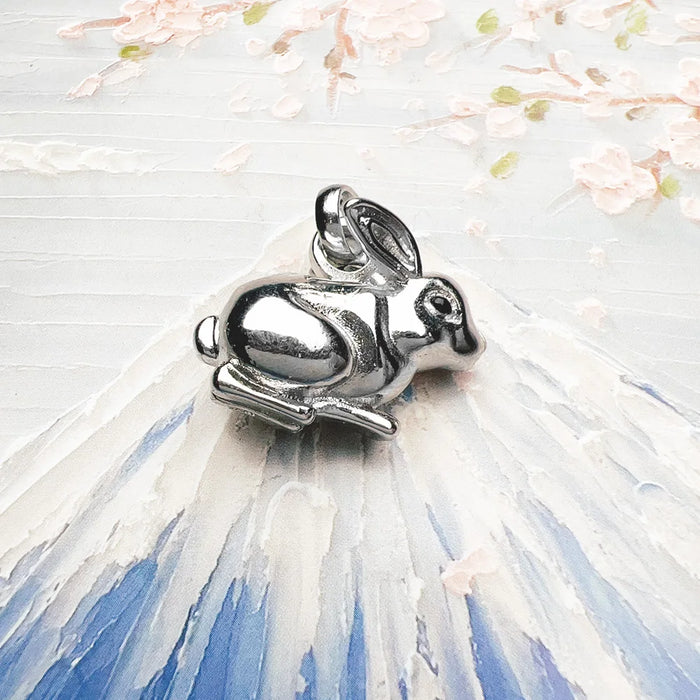 925 Sterling Silver Spring Rabbit Pendant Cute Accessory For Women