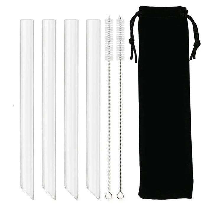 Reusable Glass Straw Set For Bubble Tea & Cocktails