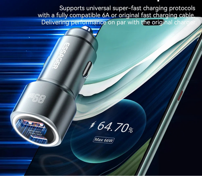 Usb C Car Charger 89W 2 Ports Super Fast Charge Pd Qc 3.0 Car Phone Charger For Iphone 15 Xiaomi Huawei Oneplus Realme