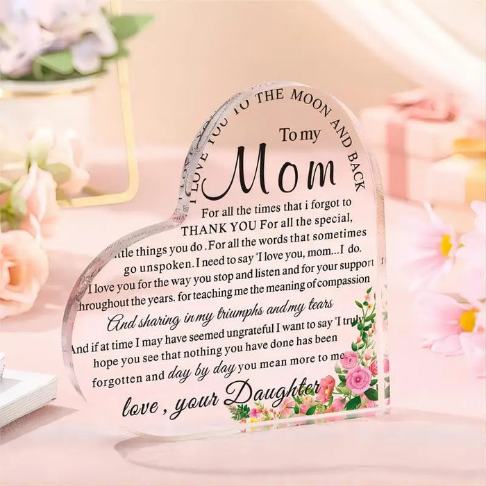Meaningful Mom Gifts Heart Acrylic Keepsake