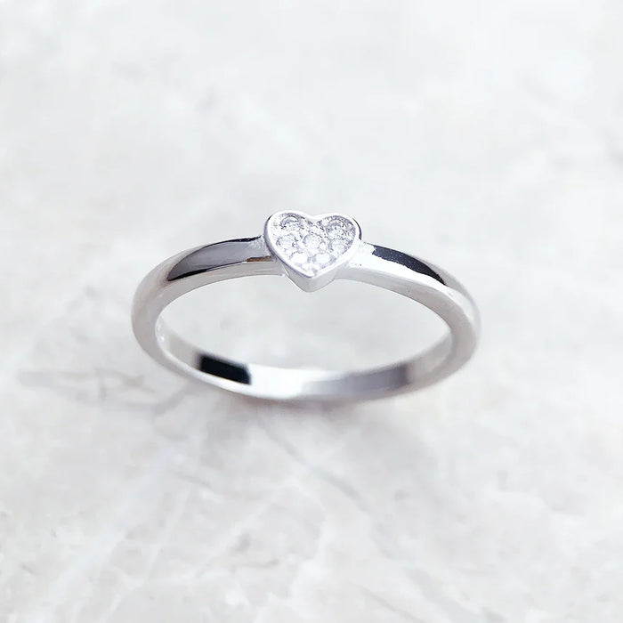 925 Sterling Silver Romantic Gift Heart Ring Fine Jewelry For Women