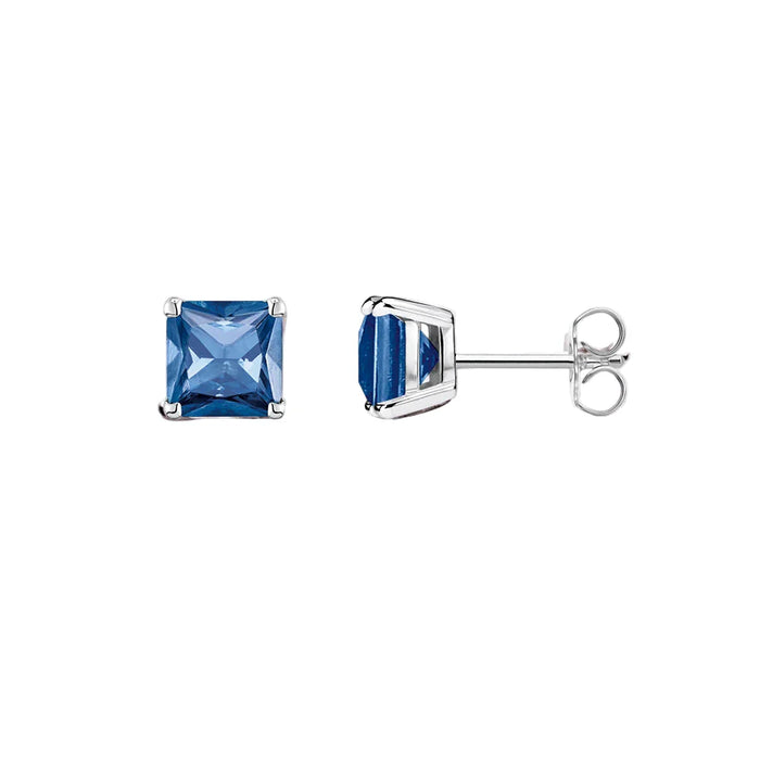 925 Sterling Silver Square Princess Cut Stud Earrings