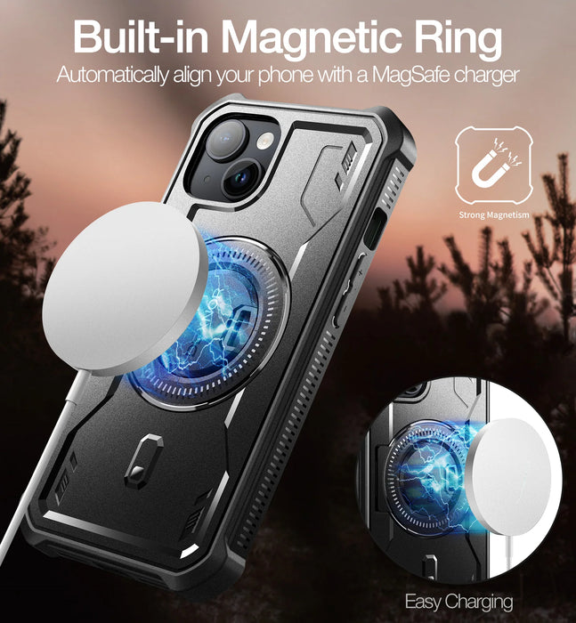For Iphone 14 / 13 Magsafe Shockproof Rugged Bumper Case Protective With Built In Screen Protector