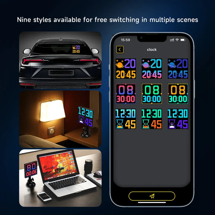 Usb Rgb Diy Led Matrix Panel App Control Custom Patterns Car Windshield Decoration