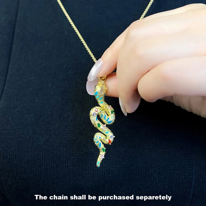 925 Sterling Silver Boho Twisted Snake Pendant Summer Jewelry For Women