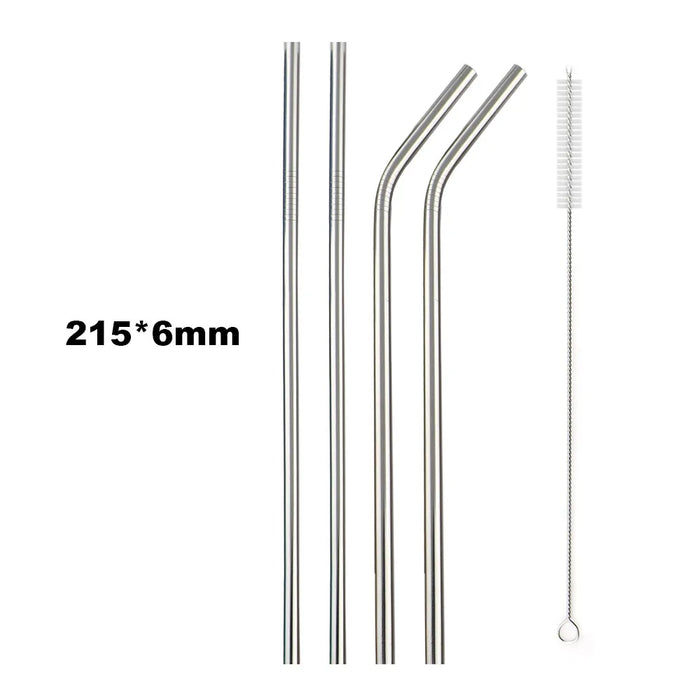 Stainless Steel Reusable Drinking Straws With Cleaning Brush