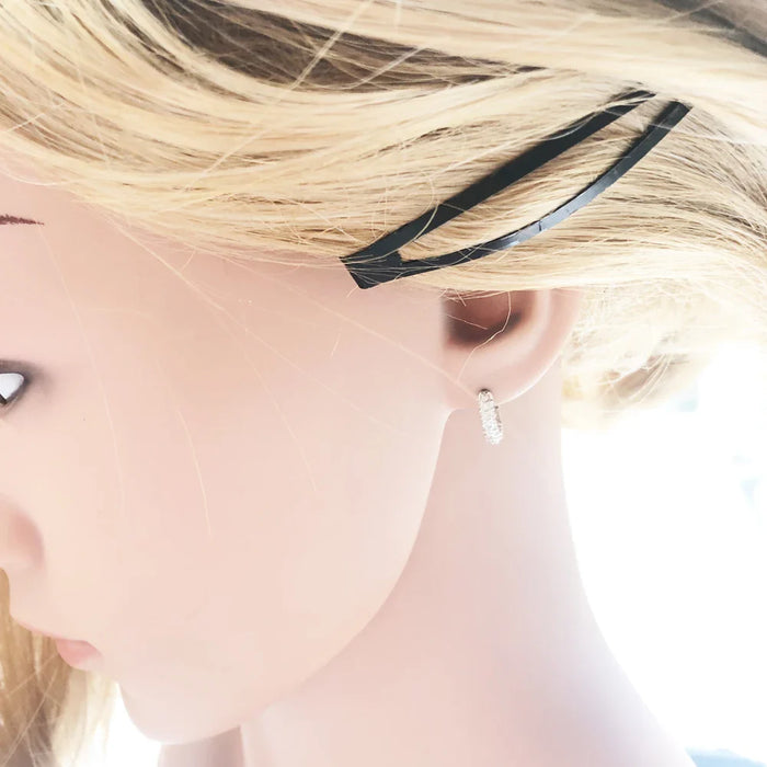 925 Sterling Silver Mini Hinged Hoops Earrings Set Glam Fine Jewelry For Women