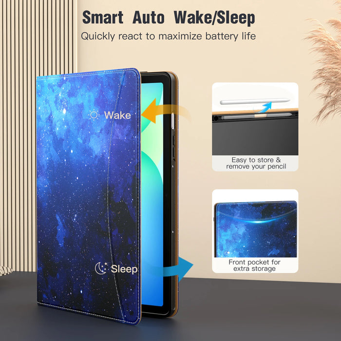 For Samsug Galaxy Tab S10 Fe 10.9 2025 Sm-X520 / Sm-X526 / Sm-X526B Pu Leather Multi-Angle Stand Case With S Pen Holder