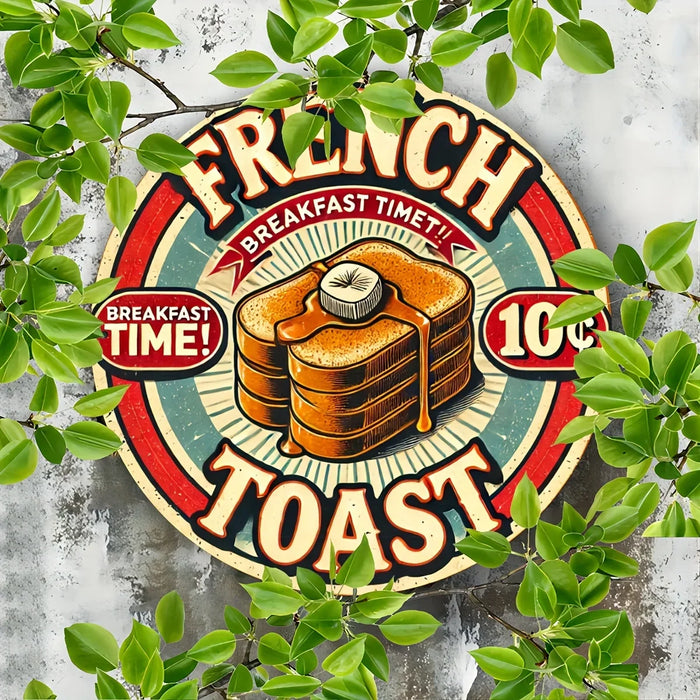 French Breakfast Time Tin Sign 8X8 Inch Inch Retro Wall Art Waterproof