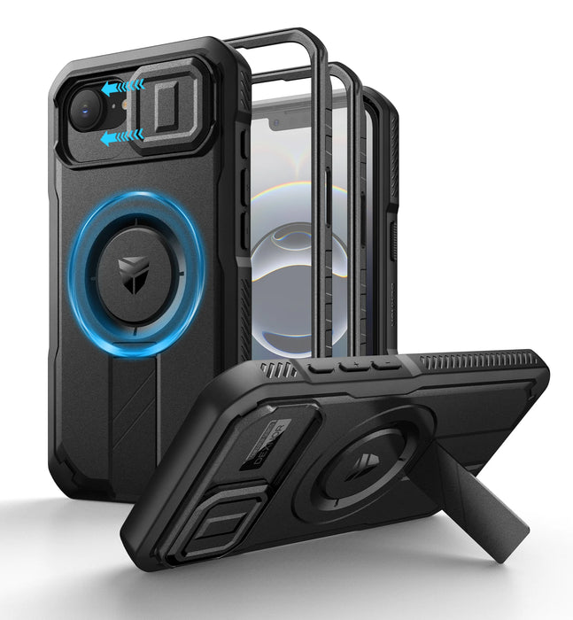 For Iphone 16E Shockproof Bumper Slim Protective Magsafe Case With Slide Camera Case And Adjustable Kickstand