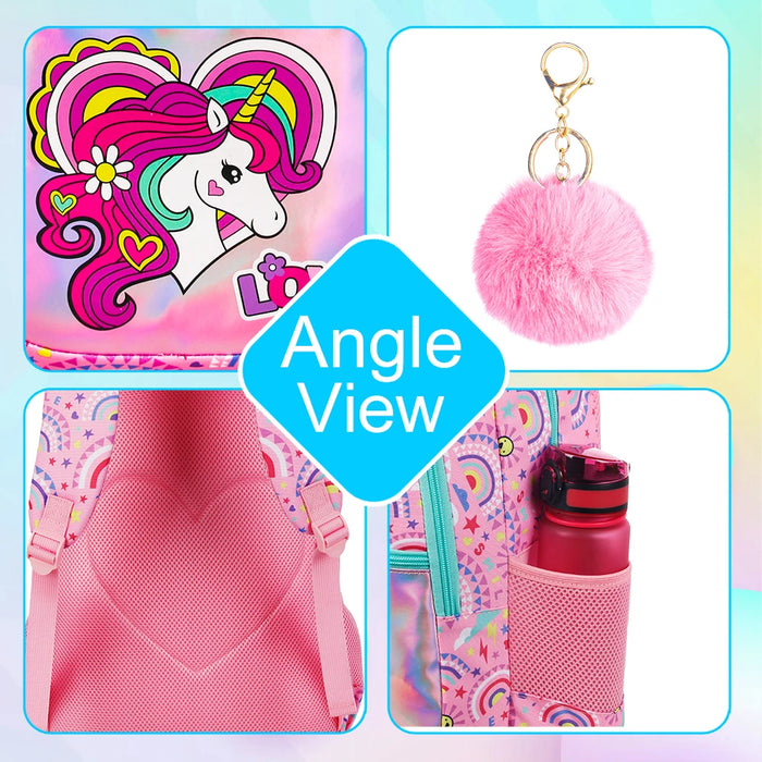 16.5 Inch Unicorn Backpack Set For Girls Waterproof Lightweight