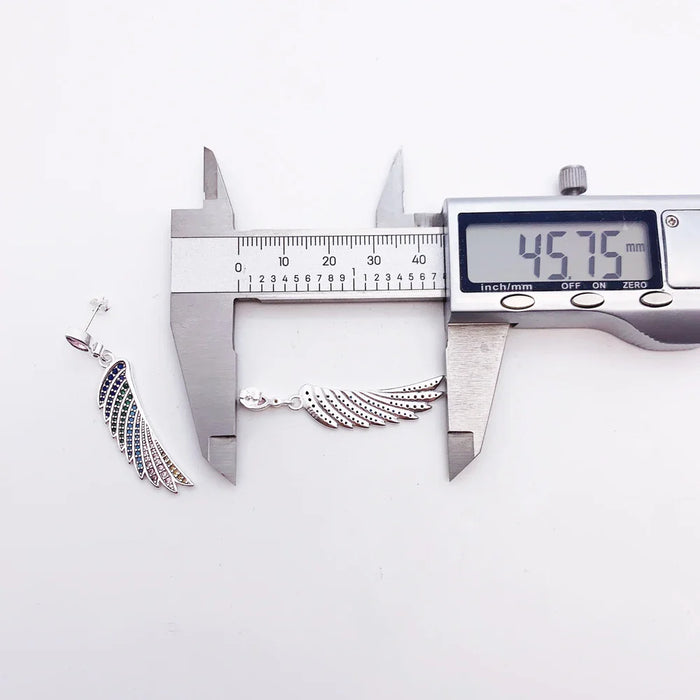 925 Sterling Silver Rainbow Hummingbird Wing Earrings Boho For Women