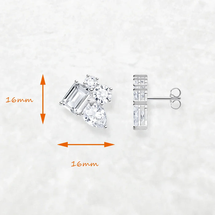 925 Sterling Silver Geometric Ear Studs For Women Romantic Gift