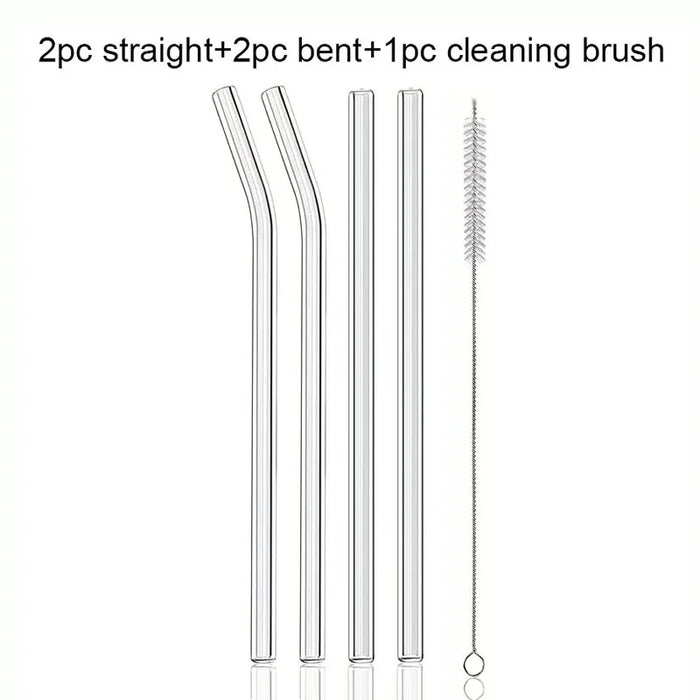 4 / 6 / 8 / 10 Piece Glass Straws Heat Resistant For Drinks