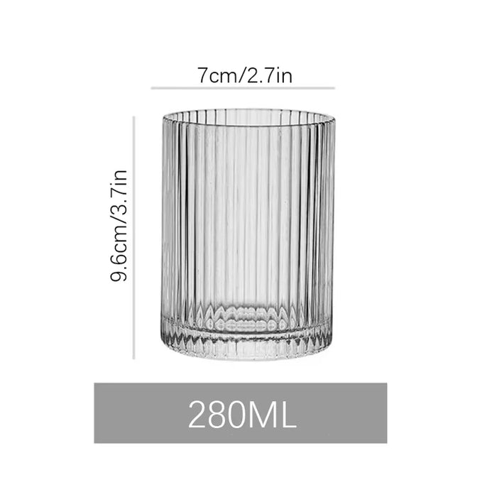 Carved Glass Latte Cup For Restaurants & Coffee Simple Design