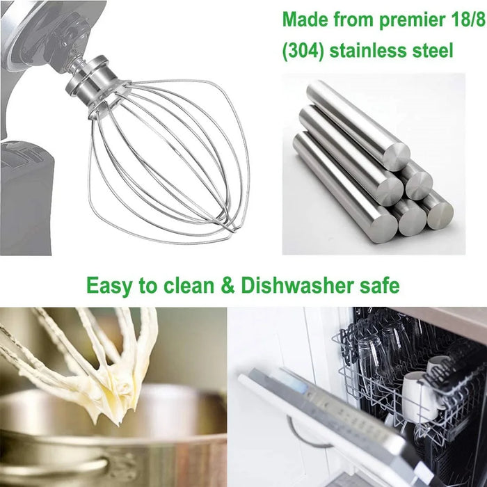 K45Ww Wire Whip Attachment 6 Wire Whisk For Kitchenaid 4.5Qt Tilt-Head Stand Mixer For Egg Heavy Cream Beater Cakes Mayonnaise