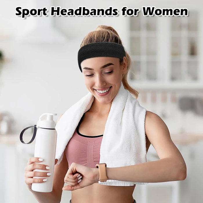 Moisture Wicking Sports Headband Terry Cloth Sweat Band For Tennis Basketball Football