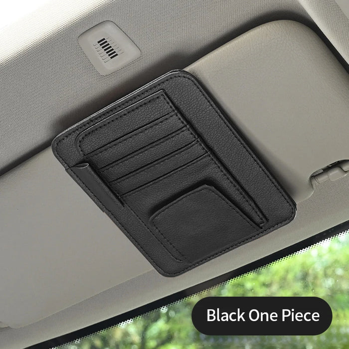 Car Sun Visor Storage Organizer Multi-Pocket Document Holder For Credit Cards Sunglasses And Pens Auto Interior Accessory