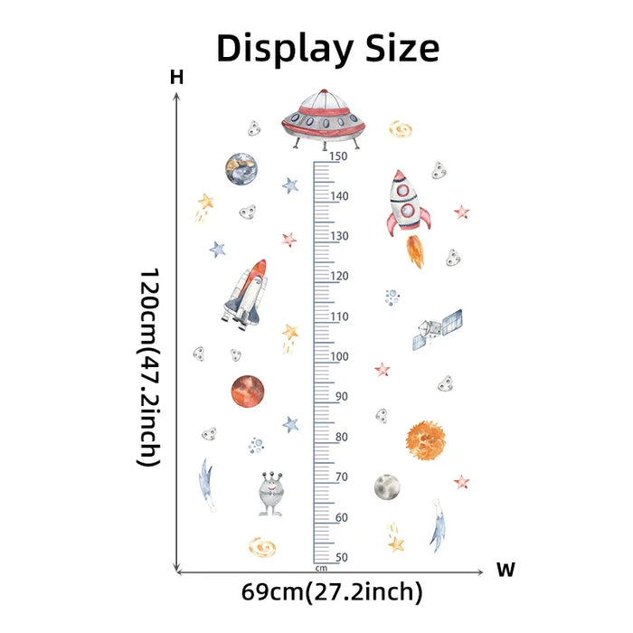 Watercolour Outer Space Growth Chart Wall Decals For Kids Room
