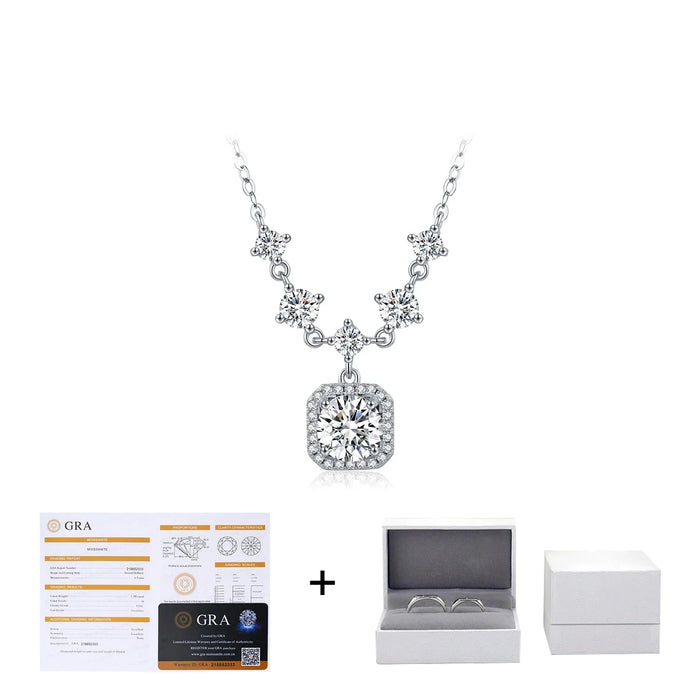 925 Sterling Silver Dazzling 1Ct D Colour Moissanite Necklacehalo Pendant For Women
