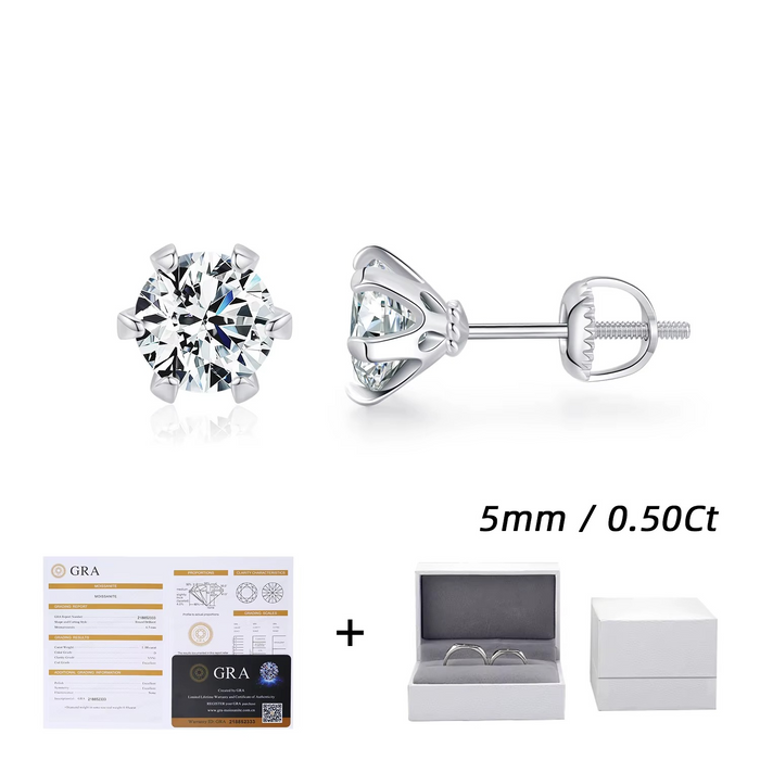 925 Sterling Silver 1Ct D Moissanite Stud Earrings Wedding Jewelry