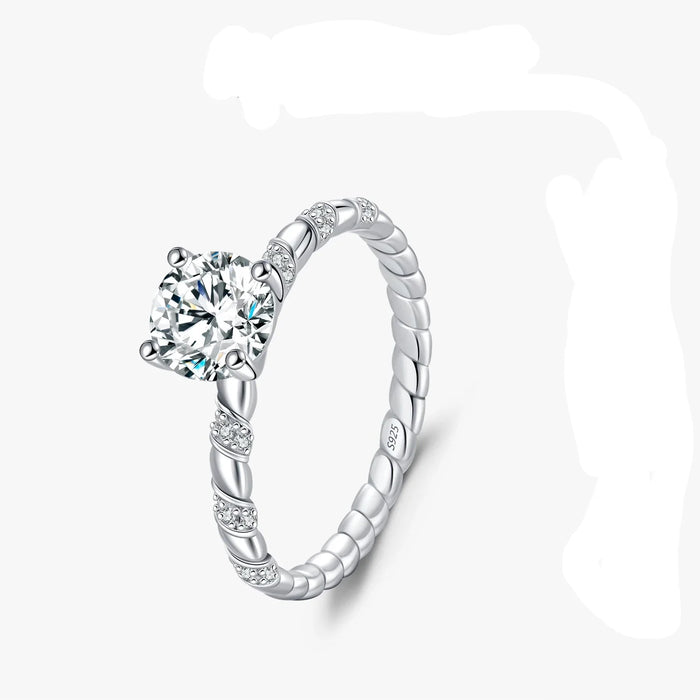 925 Sterling Silver Sparkling Twist Moissanite Wedding Band