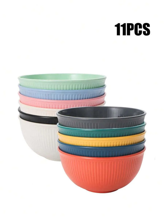 4 / 11 Piece Reusable Plastic Bowls For Camping And Picnics Microwave And Dishwasher Safe