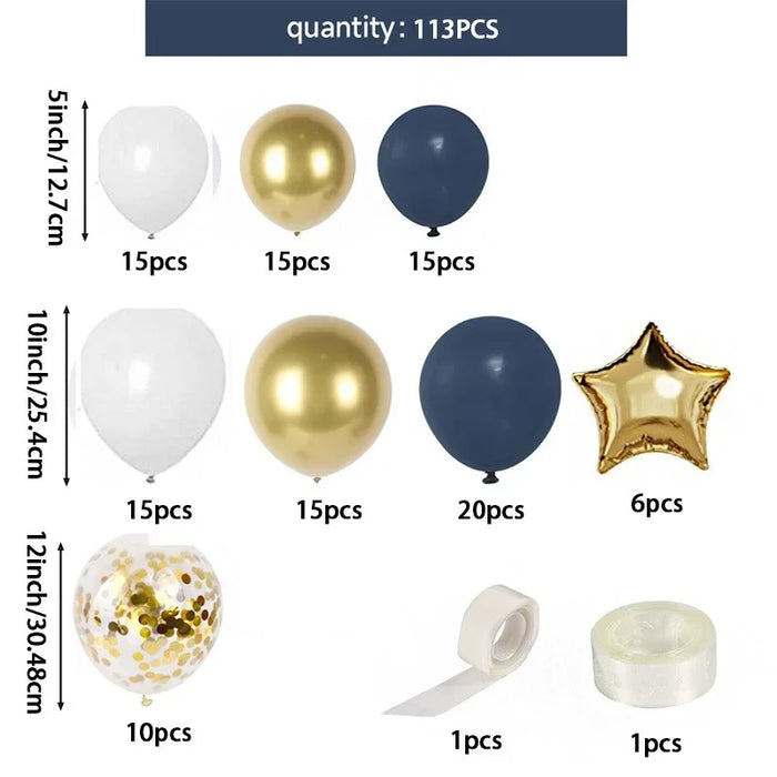 113 Pcs Navy Blue Balloon Arch Wreath Kit Suitable For Wedding Parties Birthday Parties Indoor Anniversary Party Decorations